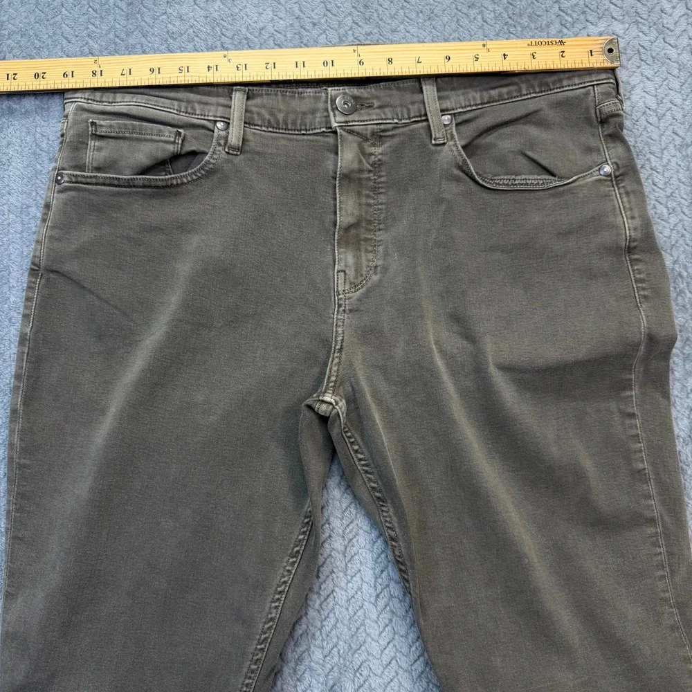 Paige Federal Pants Mens 38x30 Gray Green Slim Straight Leg Rayon Stretch Casual